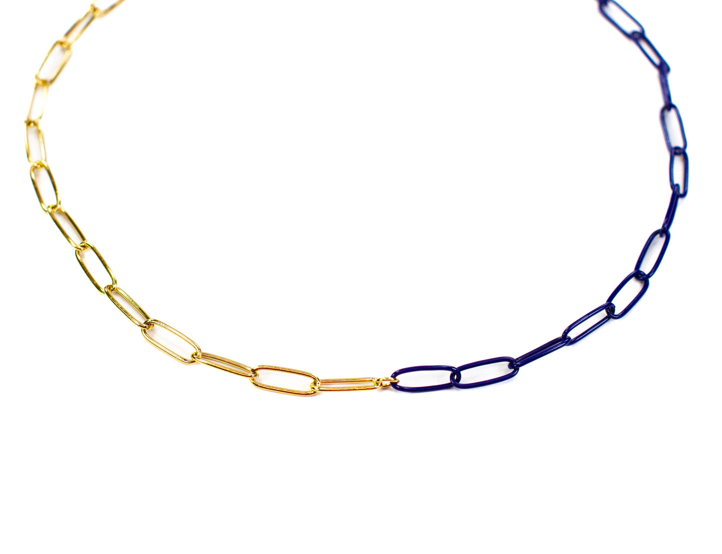 Game Day Navy Enamel & Gold Paperclip Necklace