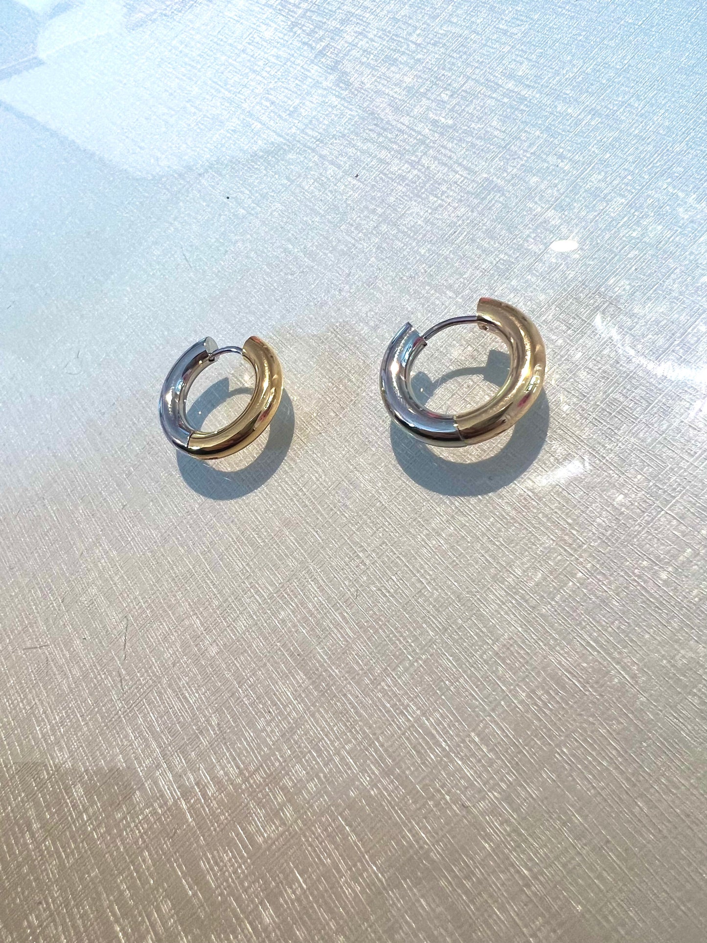 Two Tone Gold And Silver Hoop Earring