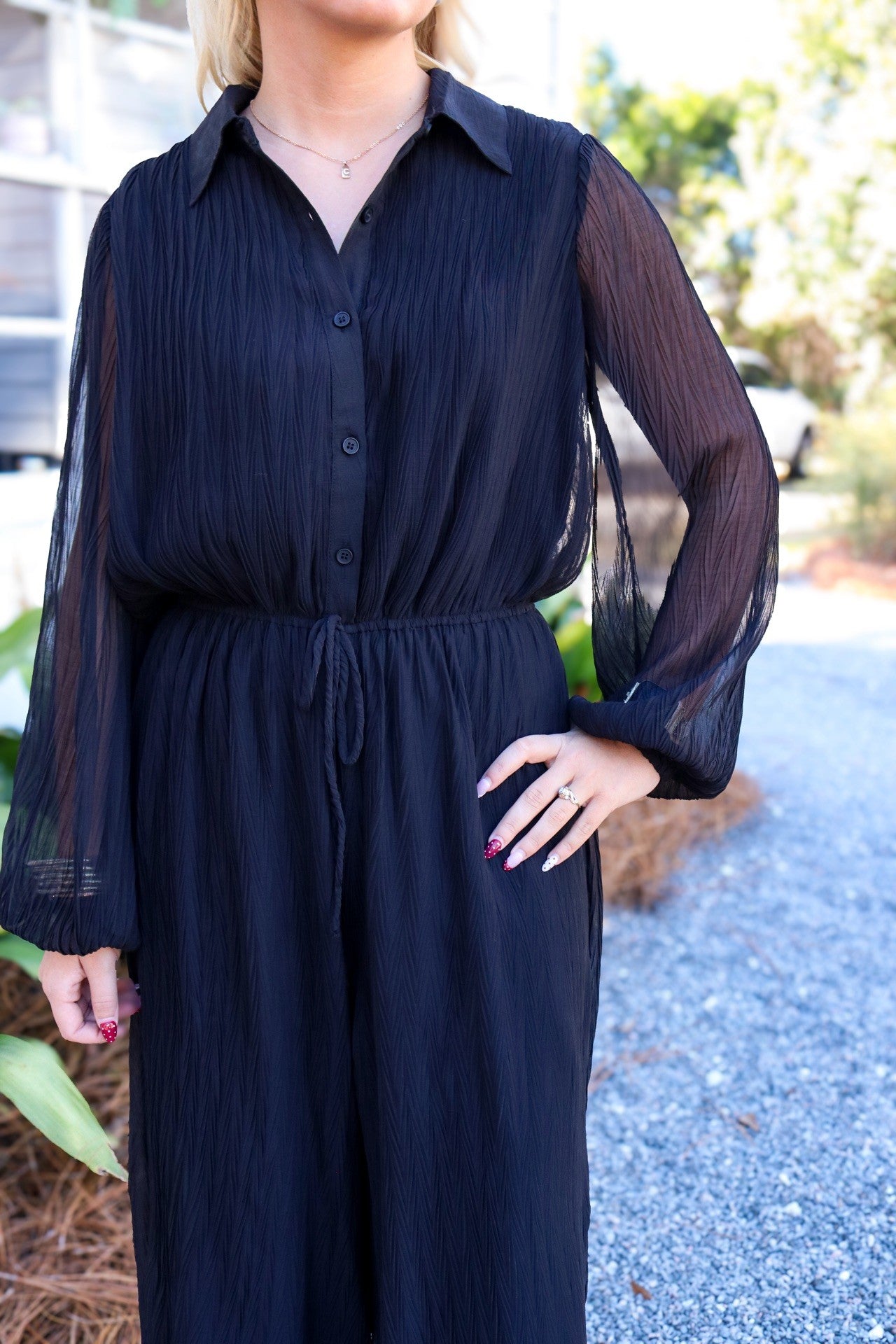 *FINAL SALE * Gathering Button Up Jumpsuit
