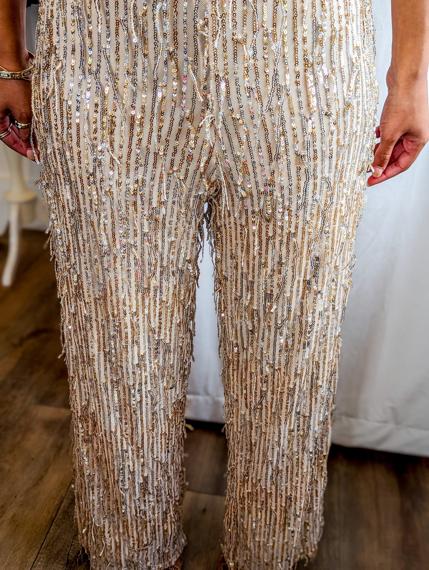 *FINAL SALE* Gold Halter Neck Sequined Jumpsuit