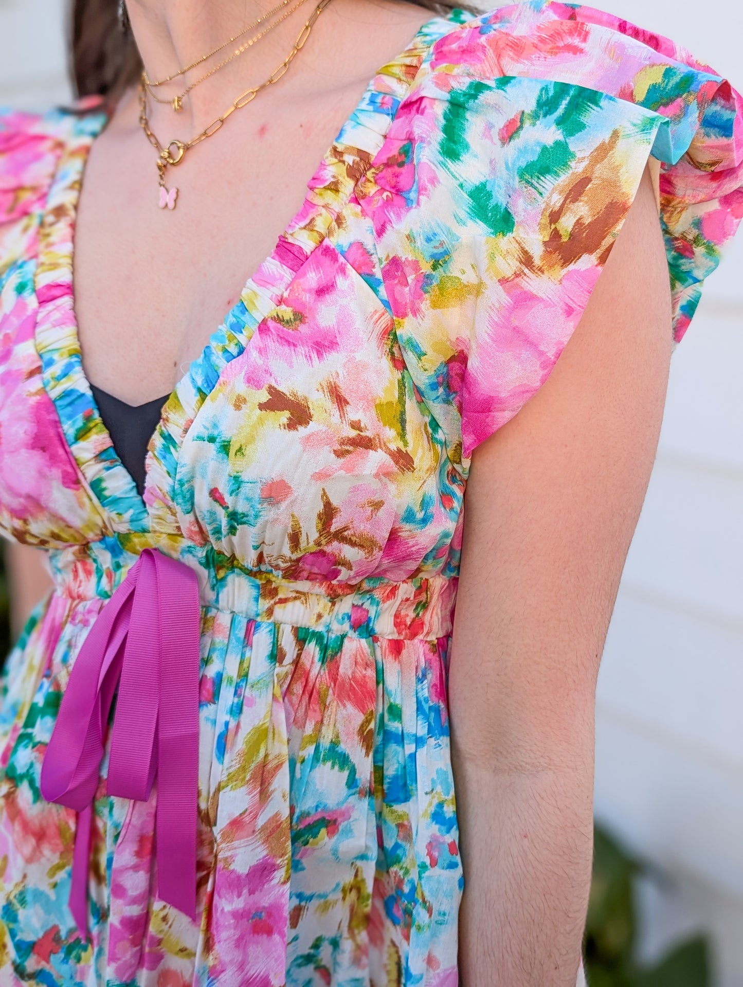 *Final Sale* Abstract Multi Color Aegean Garden Short Dress
