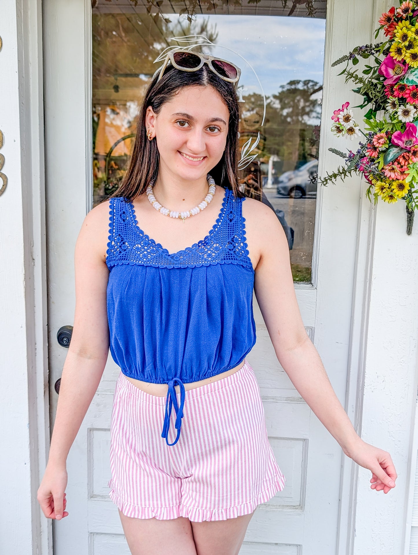 Sugarloaf Crochet Yoke Sleeveless Top