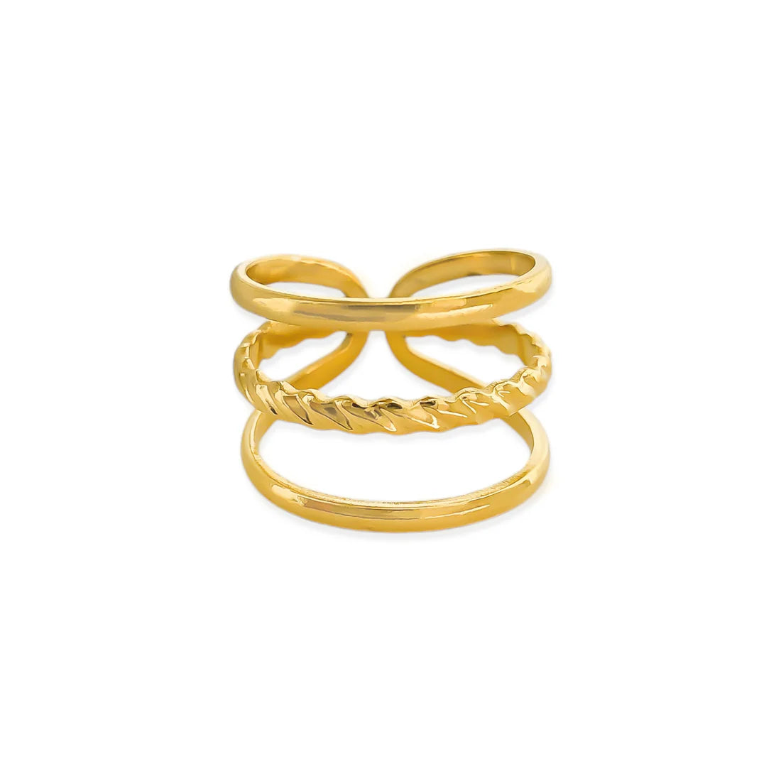 Gold Water Resistant Triple Stacked Ring