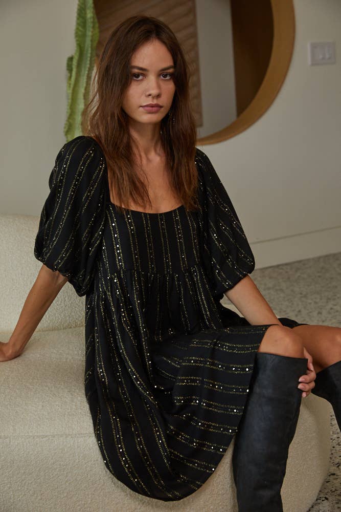 *Final Sale* Rayon Open Back Cap Sleeve Dress