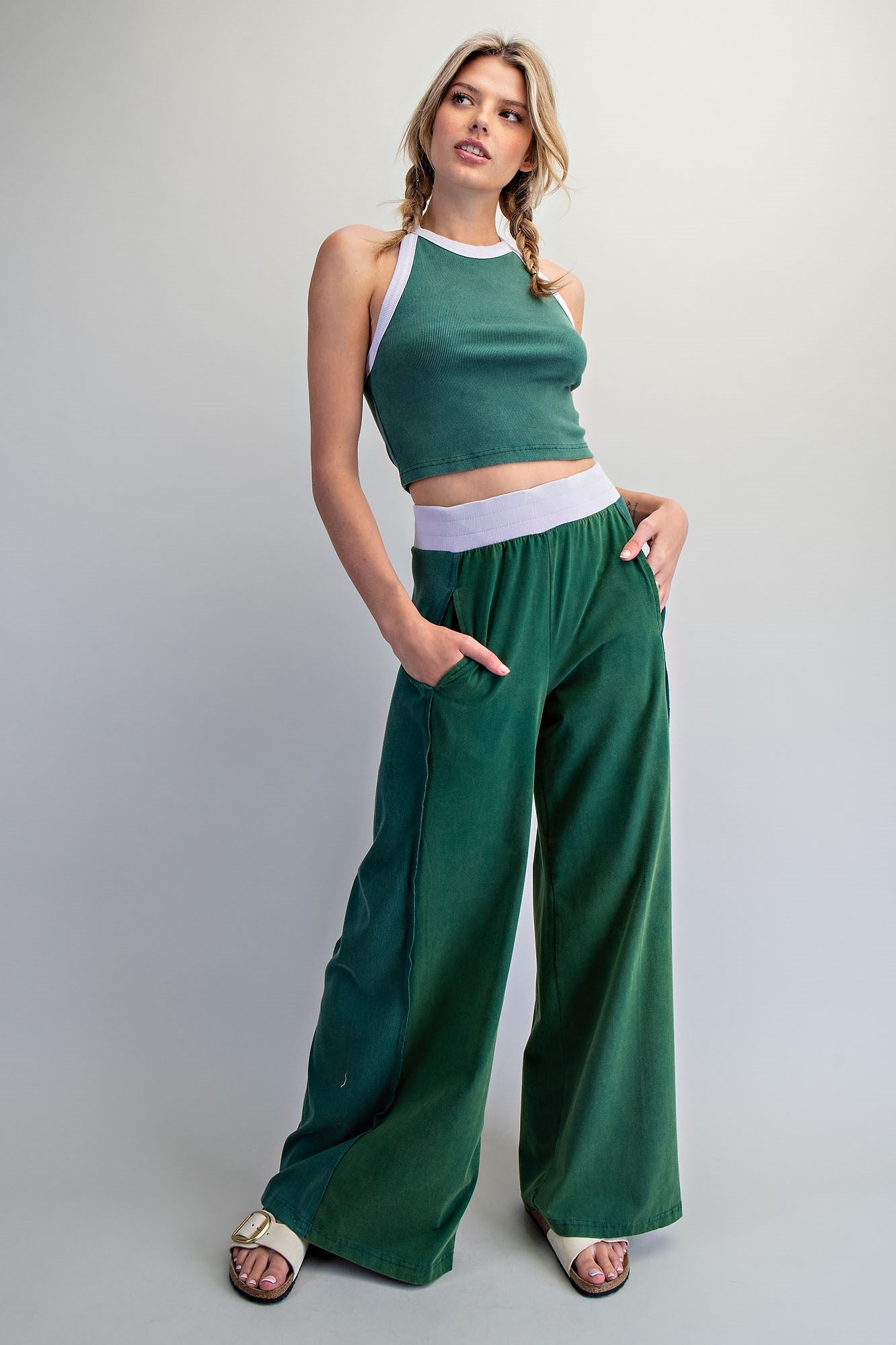 High Neck Two Tone Tank