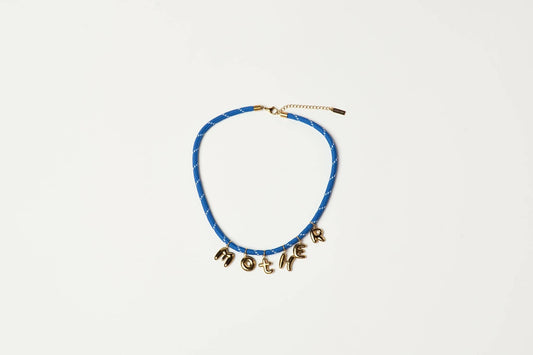 Mother Bubble Cord Necklace - Cobalt Blue/Gold