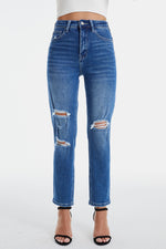 BAYEAS Full Size Distressed High Waist Mom Jeans
