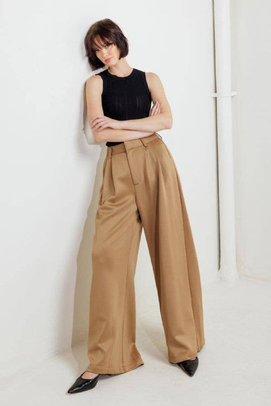 Solid Camel Trouser Pant