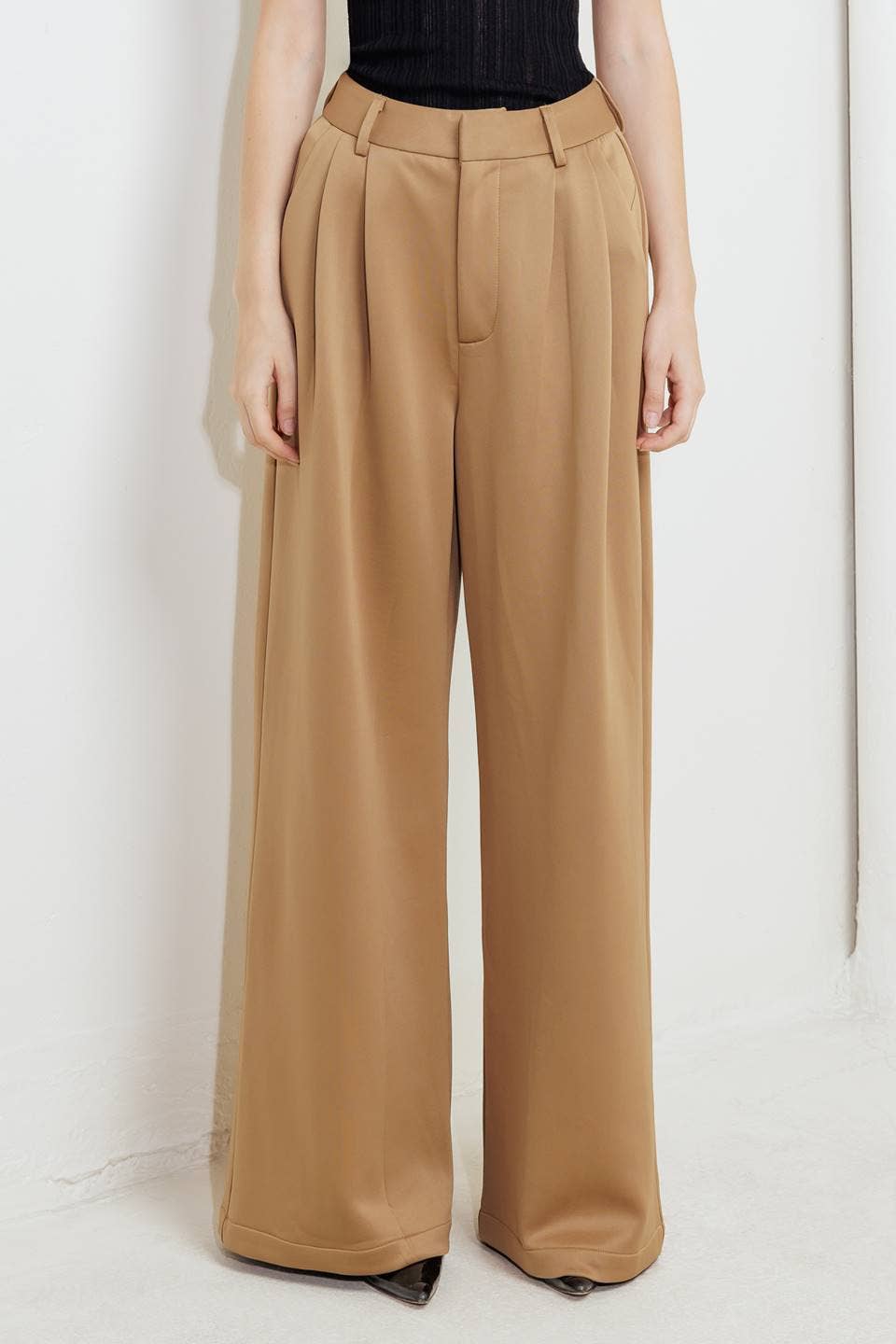 Solid Camel Trouser Pant