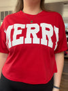 Red Merry Cropped Comfy Tee Shirt