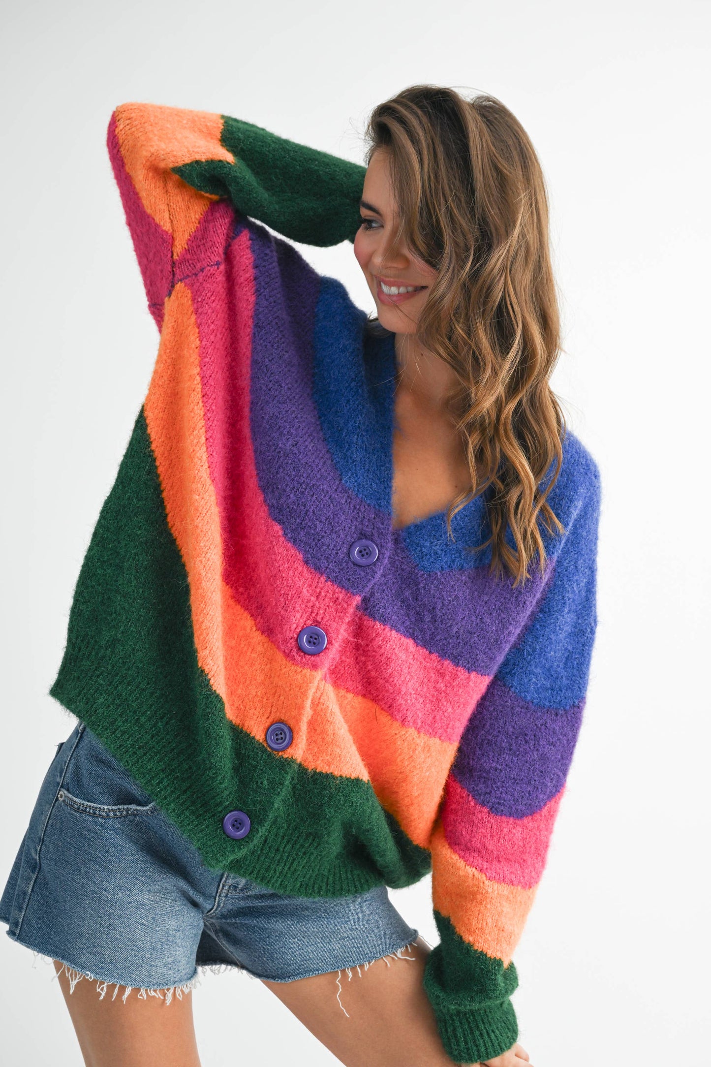 Colorblock Fuzzy Cardigan