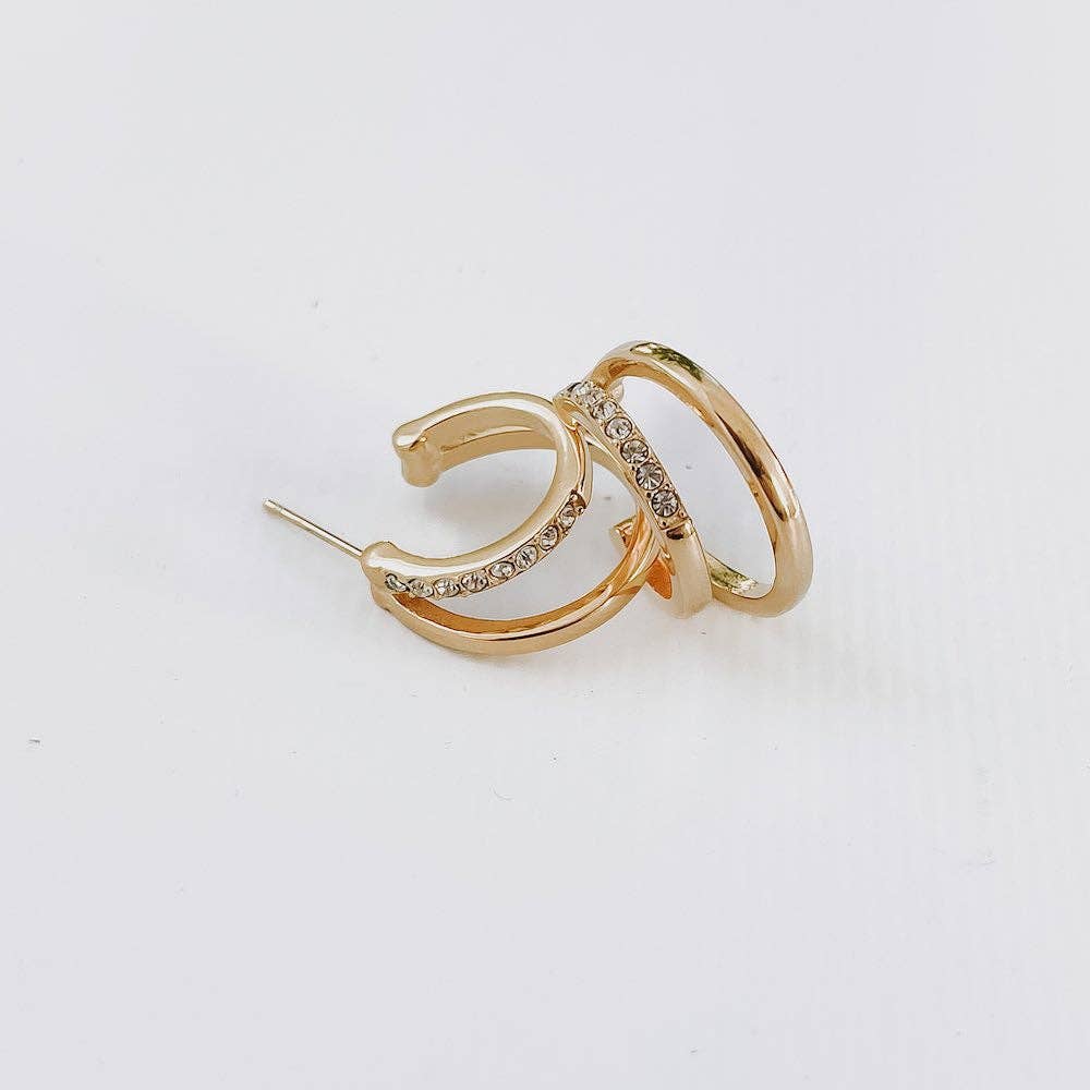 Crystal Double Hoop Earring - WATERPROOF