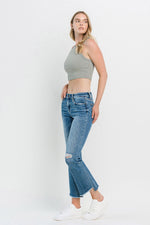 Mid Rise Cropped Flare Jeans 