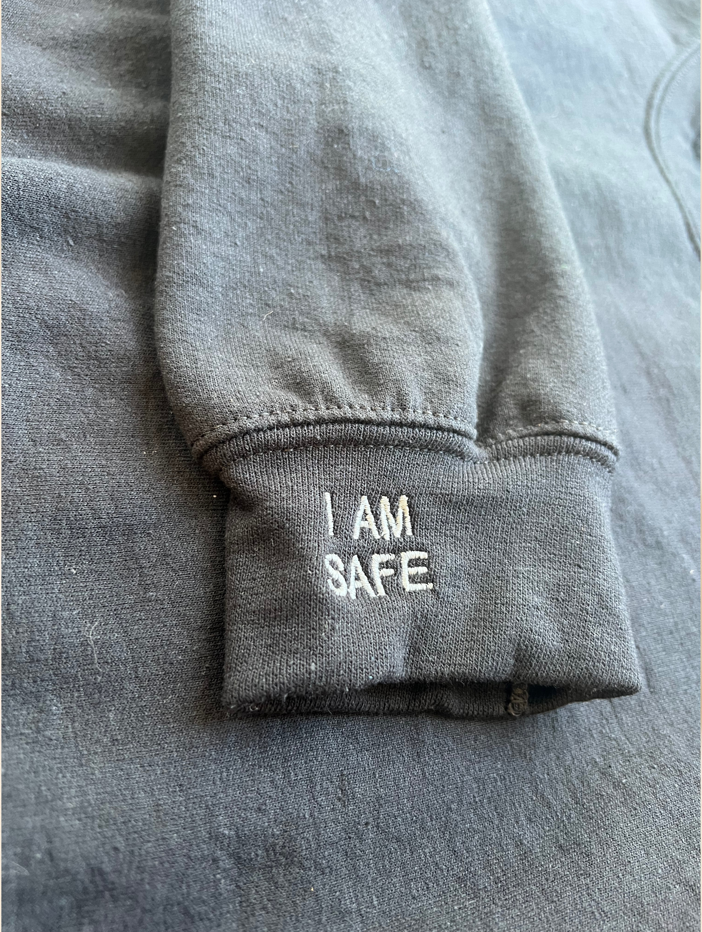 *FINAL SALE* Black Anxious Embroidered Sweatshirt with Grey Sleeve Detailed Embroidered Sayings