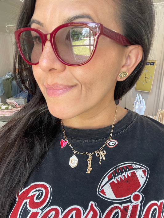 Georgia Bulldogs Paper Clip Charm Collector Necklace