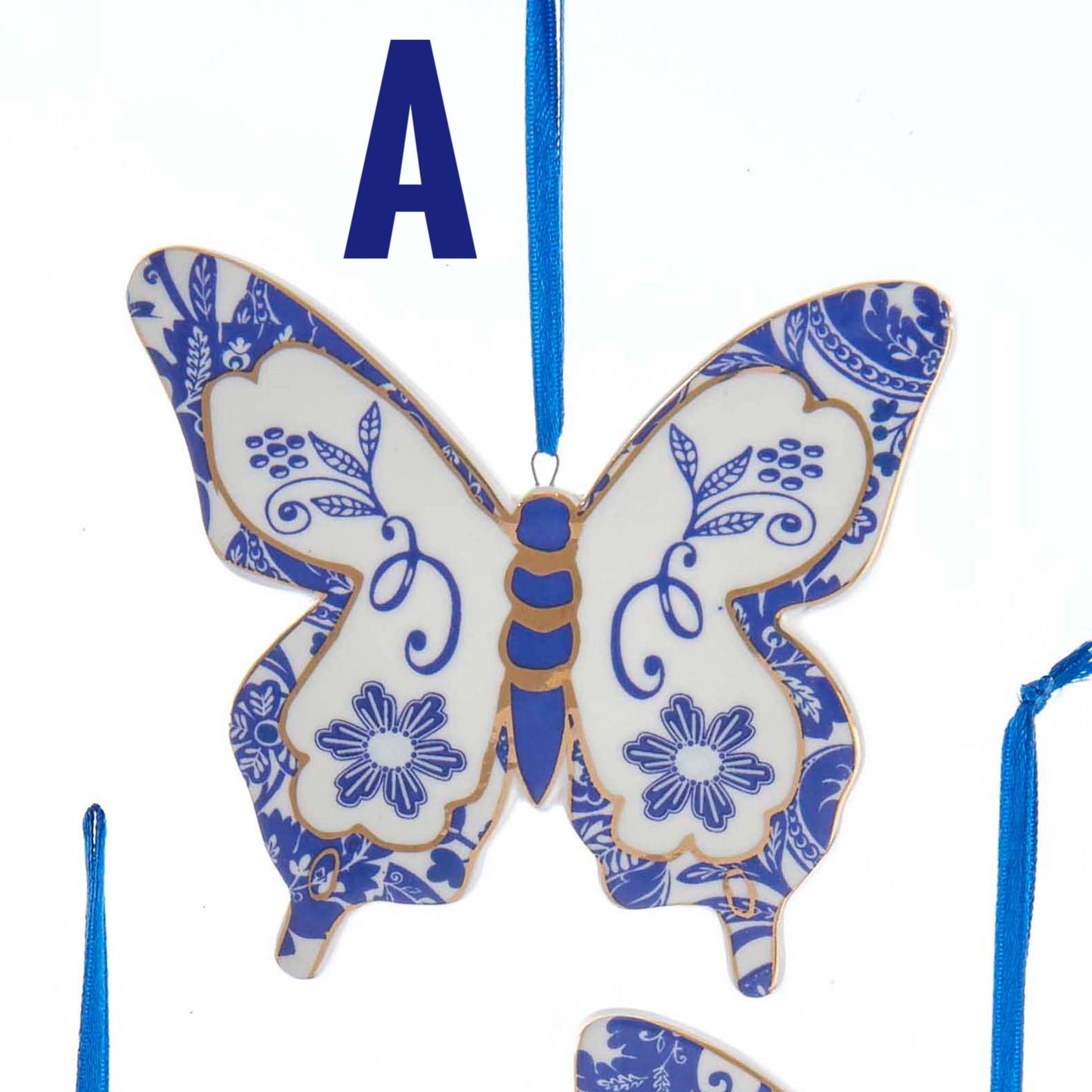 Blue and White Butterfly Ornament