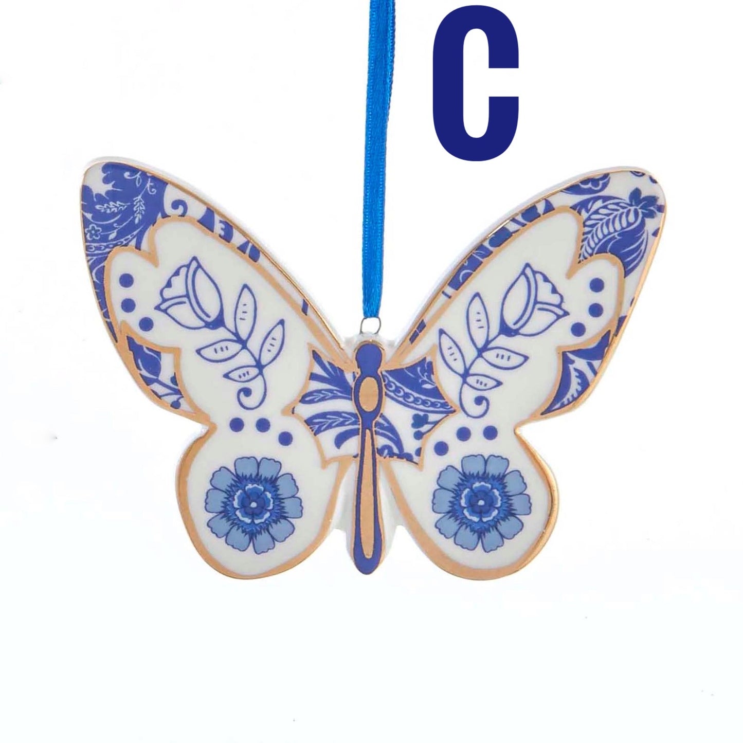 Blue and White Butterfly Ornament