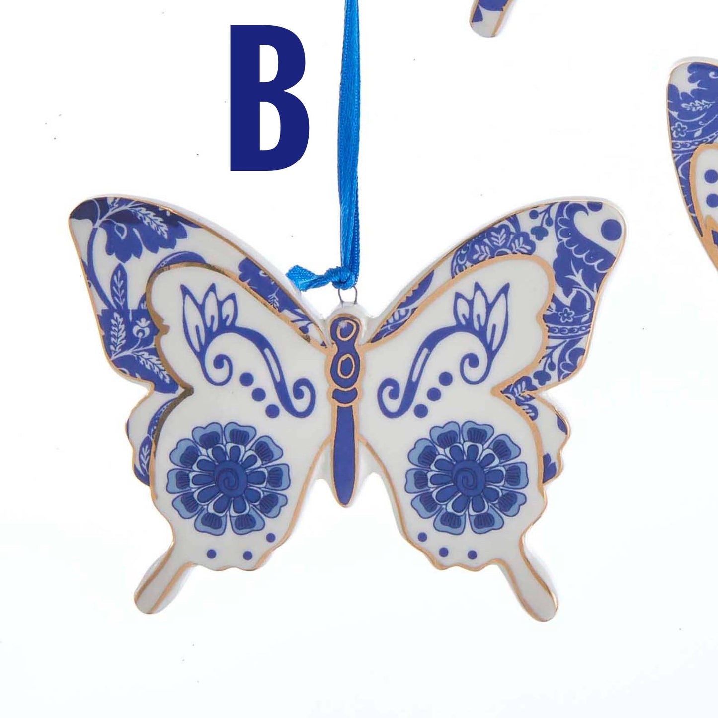 Blue and White Butterfly Ornament