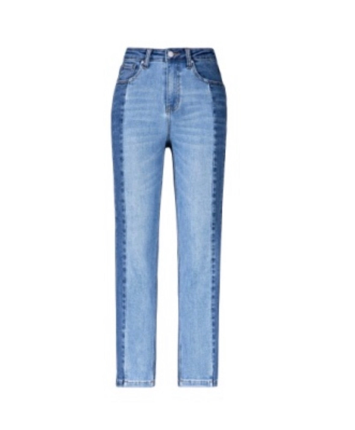 High Rise Straight 2 Toned Jeans