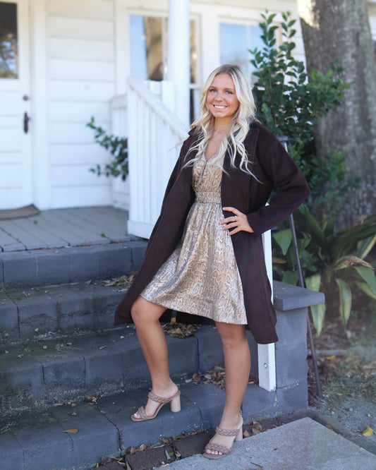 Livia Open Front Long Coat