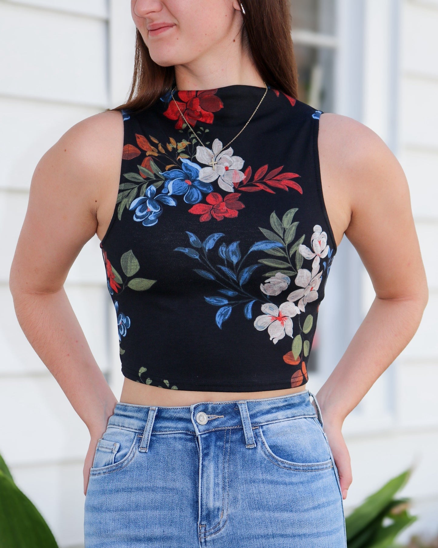 Four Seasons High-Neck Crop Top