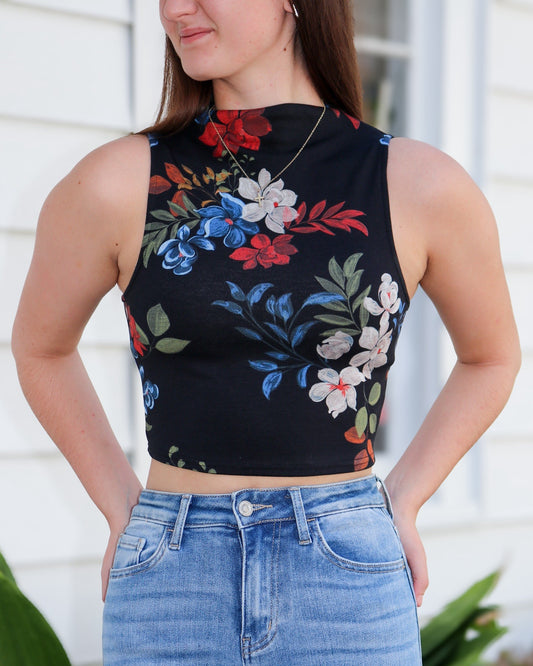 Four Seasons High-Neck Crop Top