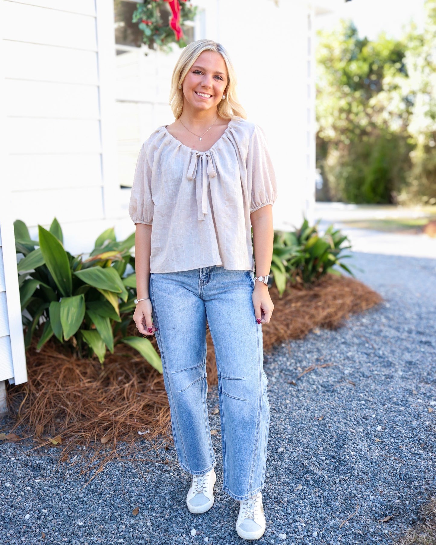 Days End Front Tie Blouse