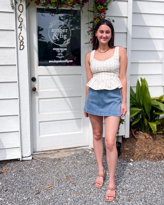 Gray Denim Skort