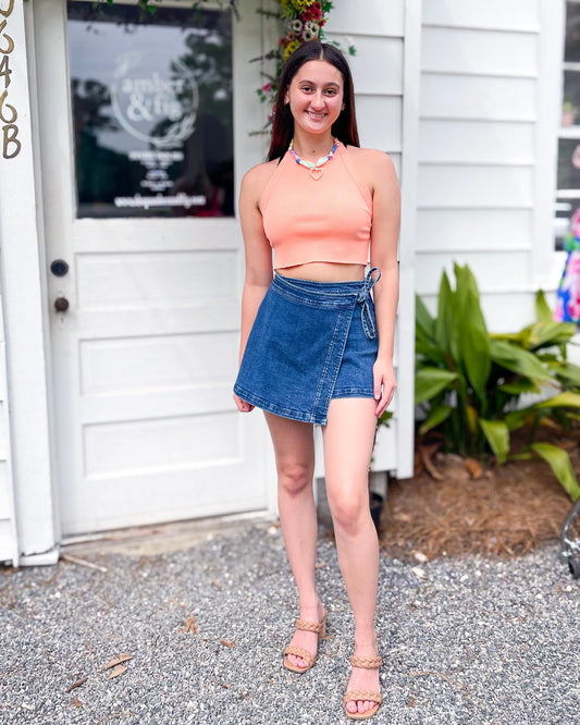 Dark Wash Denim Skort