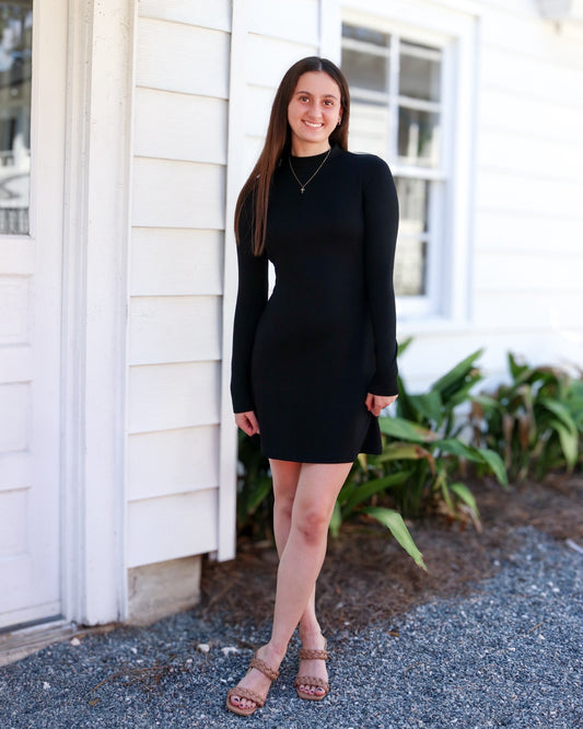 Hustle High Mock Neck Knit Mini Dress