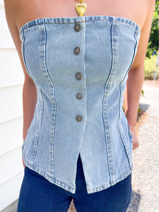 *FINAL SALE* Indigo Washed Denim Top