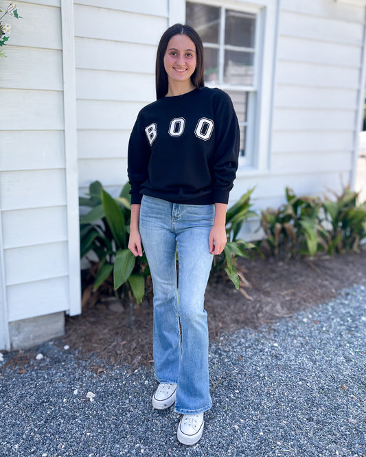 *FINAL SALE* White Boo Stencil Lettering Graphic Sweatshirt