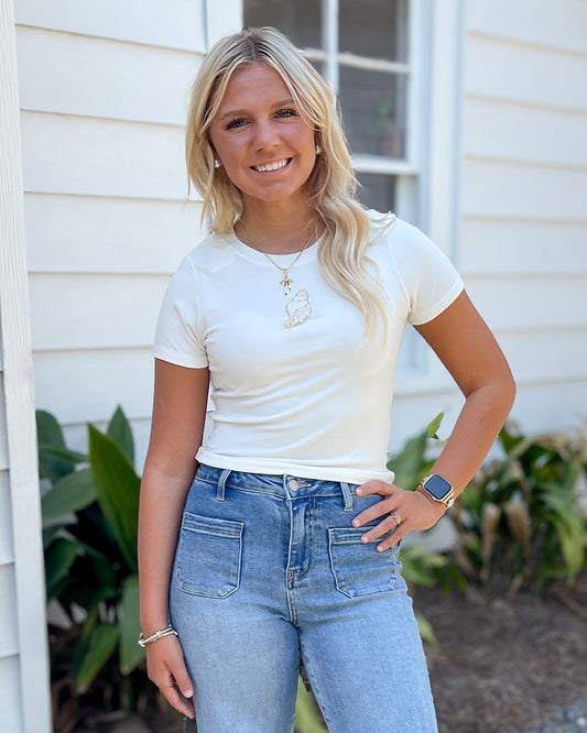Sally Seashell Bead Tee - Playful, Fun, Casual