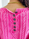 Fuchsia vintage wash button back sweater