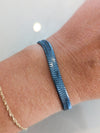Blue metal dainty herringbone bracelet
