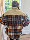 sand corduroy blue and rust flannel print sleeves and pocket button front