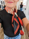 black red ivory silk scarf