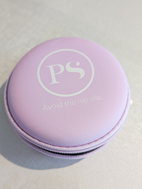 silicone nipple covers in purple case