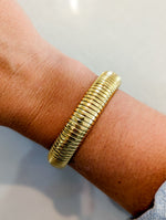 Gold thin stretch watch bracelet