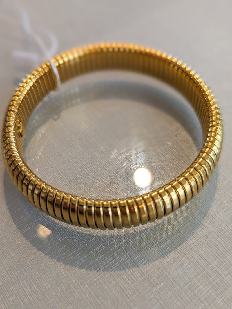 Gold thin stretch watch bracelet