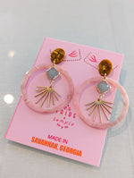 Boho glam pink hoop earrings