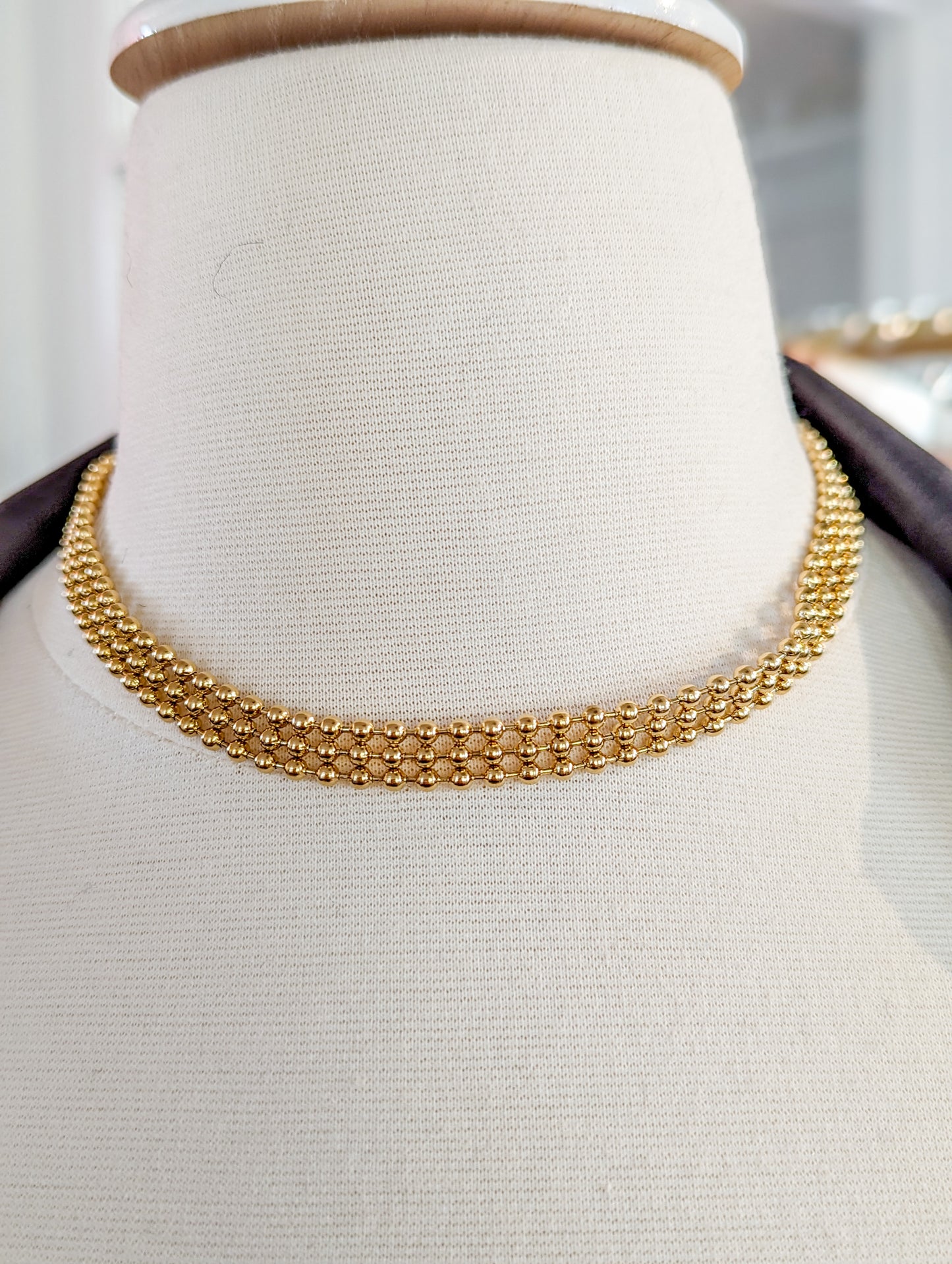 Gold Triple Chain Water Resistant Necklace