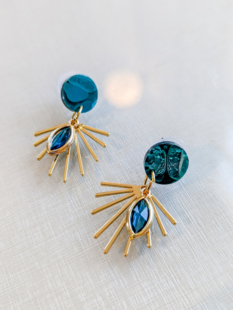 Teal and Gold Ocean Oasis Small Dangles