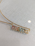 18k Gold Plated Stainless Steel Multi Color Crystal Mama Necklace