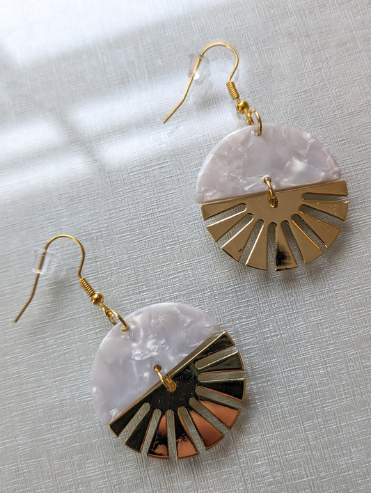 Two Tone Moonstone Earrings