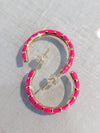 Hot Pink Enamel Hoop Earrings 