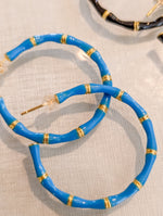 Colored Enamel Bamboo Detailed Hoop Earrings