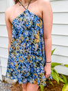 *FINAL SALE*Blue and Yellow Floral Halter Top Mini Dress