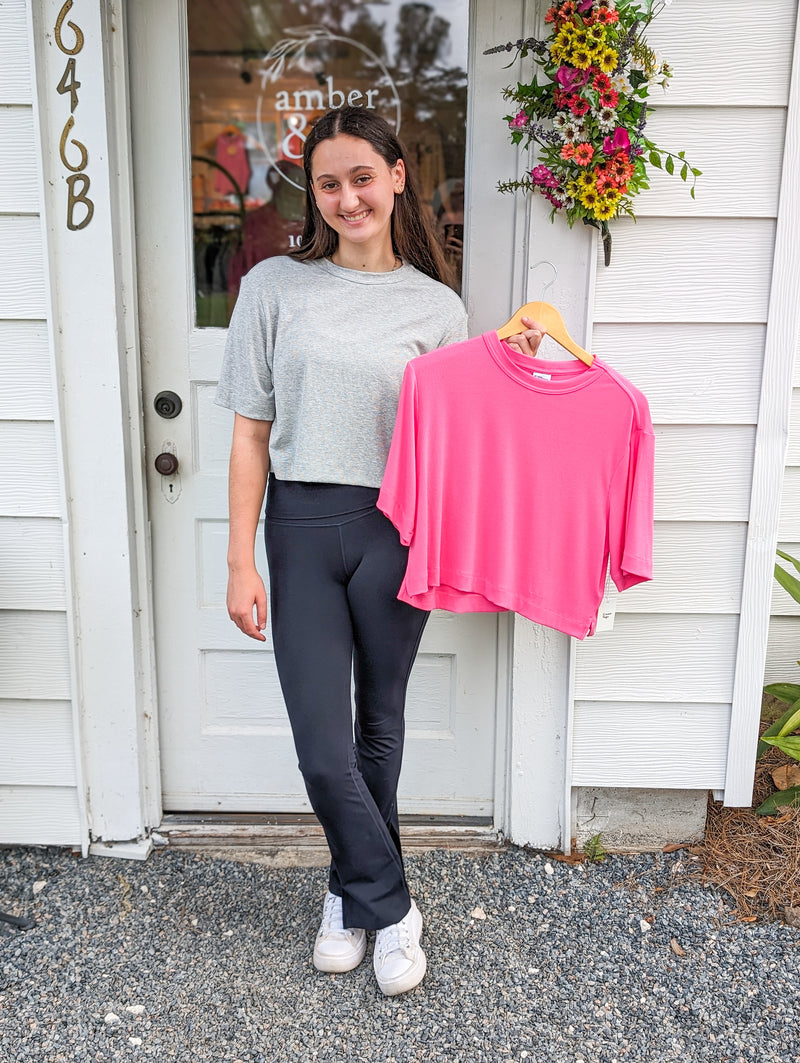 Pink Oversized Cropped Tee 