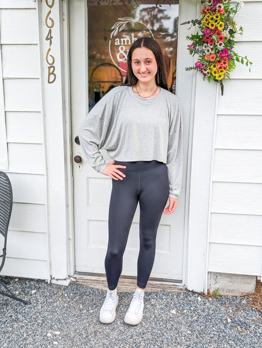 Gray Oversized Crop Top 